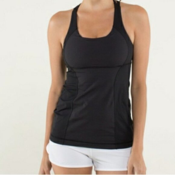 Lululemon Energy Hyper Stripe Black Tank Top size 4 - Picture 1 of 10
